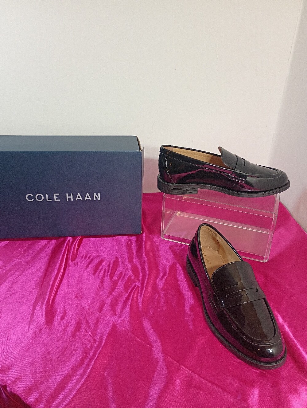 Cole Haan Haverhill Penny Loafers Women's SZ 5.5 B Black Patent Shoe New With Bx